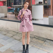 Mid-Thigh Double Breasted Belted Trench Coat