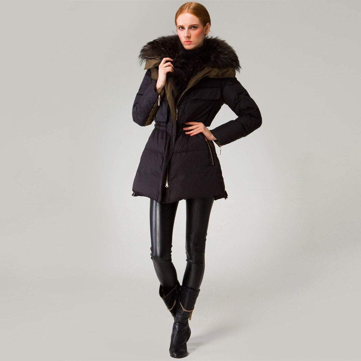 Luxury Puffer Coat With Removable Faux Fur Hood