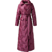 Duck Down Quilted Maxi Coat With Belt
