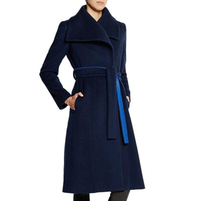 Knee Length Belted Wool Coat