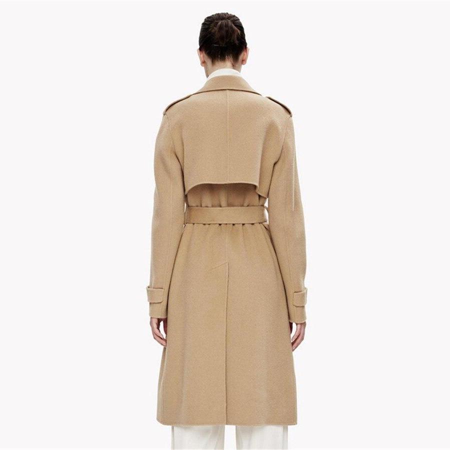 Long Belted Wrap Wool Coat