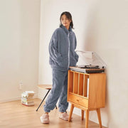 Soft Fleece Pyjama Set - Zip Up Fleece Top PJ Set - MomyMall