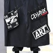 Oversized Graphic Print Streetwear Coat - Hooded Maxi Hip Hop Trench Coat