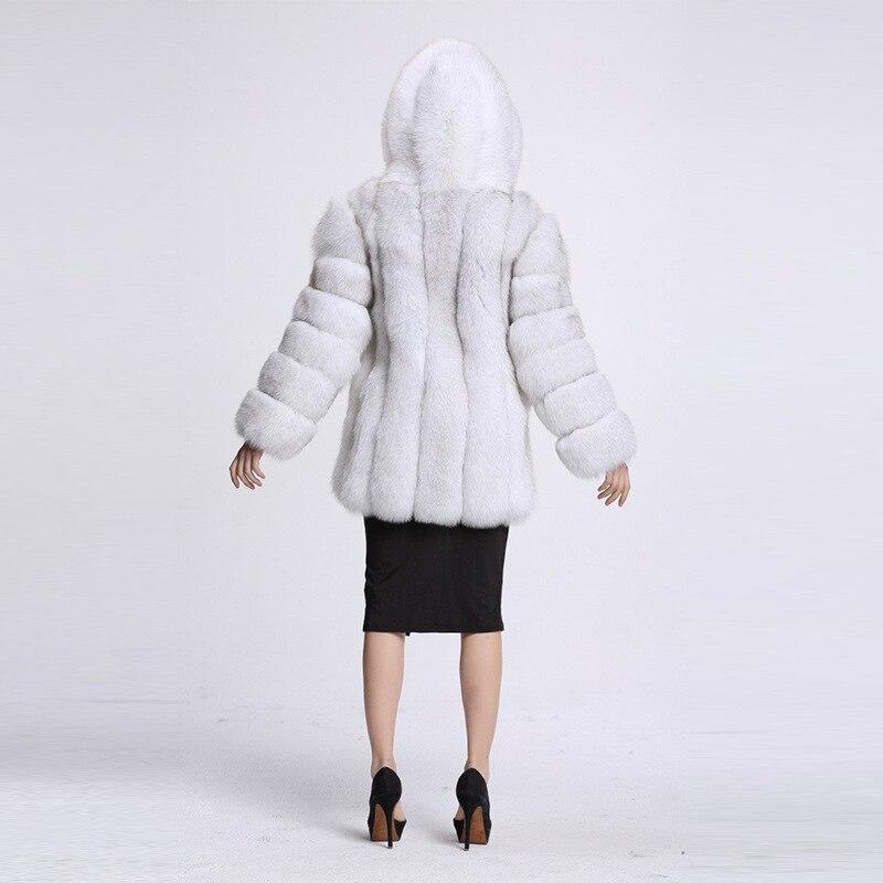 Luxury Panelled Faux Fur Coat Coat With Hood Plus Size