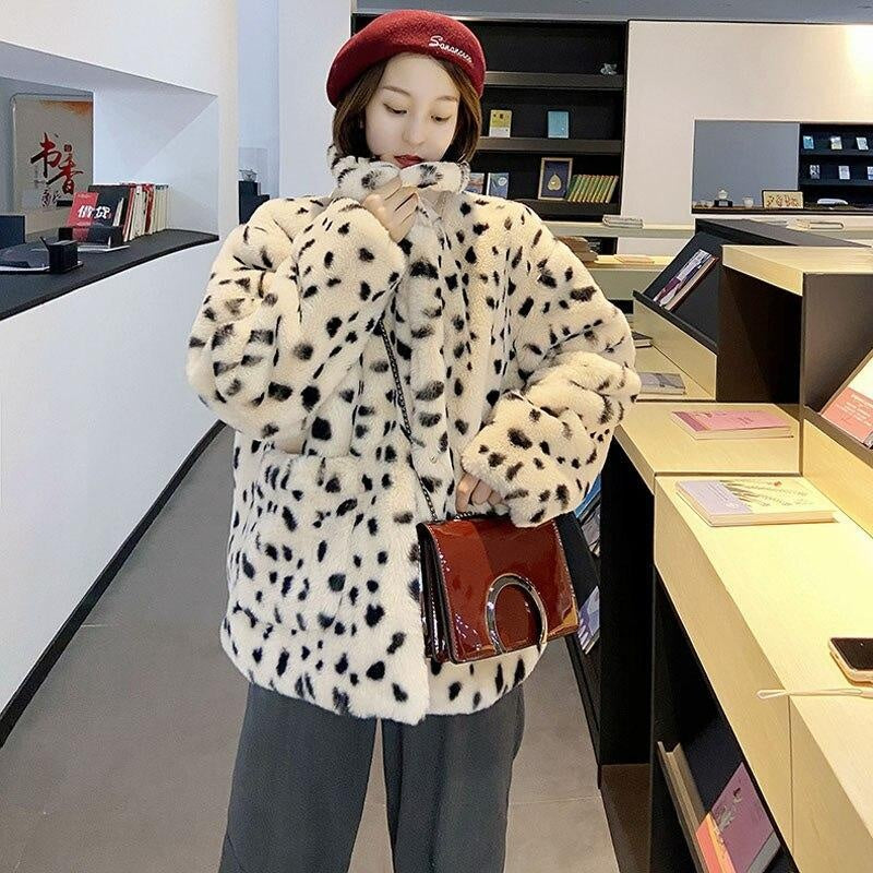 Oversized Animal Print Faux Fur Coat