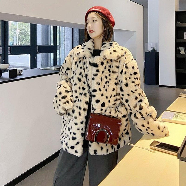 Oversized Animal Print Faux Fur Coat