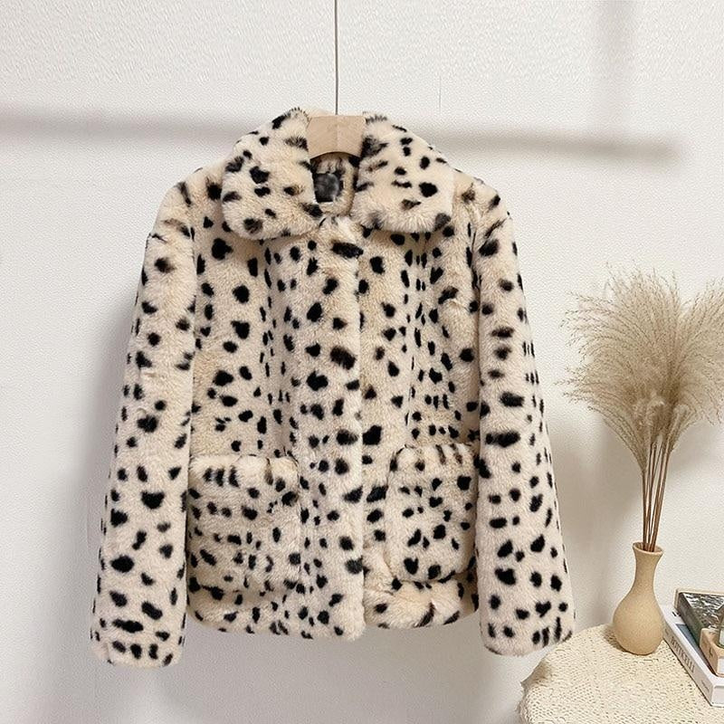 Oversized Animal Print Faux Fur Coat