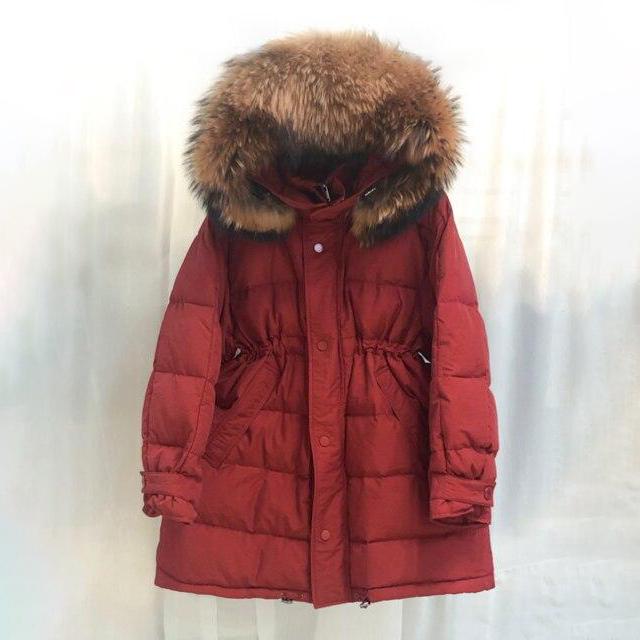 Oversized Puffer Down Winter Coat with Faux Fur Hood