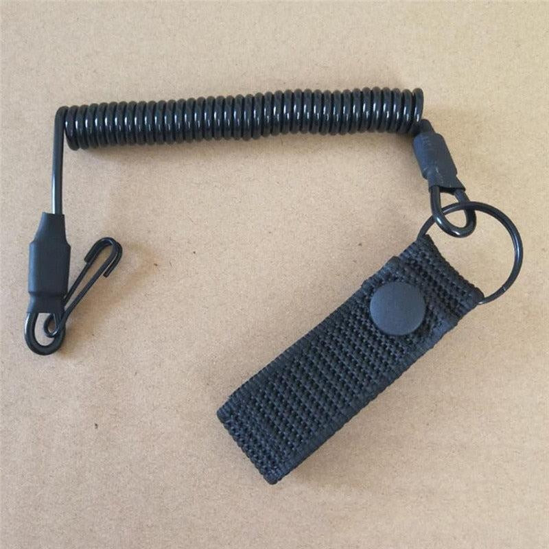 Tactical Anti-lost Elastic Lanyard Rope Military Spring Safety Strap Gun Rope For Key Ring Chain Flashlight Hunting Accessories - MomyMall