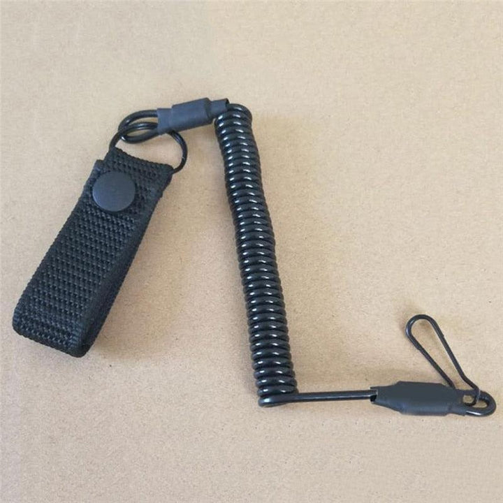 Tactical Anti-lost Elastic Lanyard Rope Military Spring Safety Strap Gun Rope For Key Ring Chain Flashlight Hunting Accessories - MomyMall