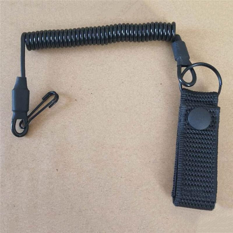 Tactical Anti-lost Elastic Lanyard Rope Military Spring Safety Strap Gun Rope For Key Ring Chain Flashlight Hunting Accessories - MomyMall