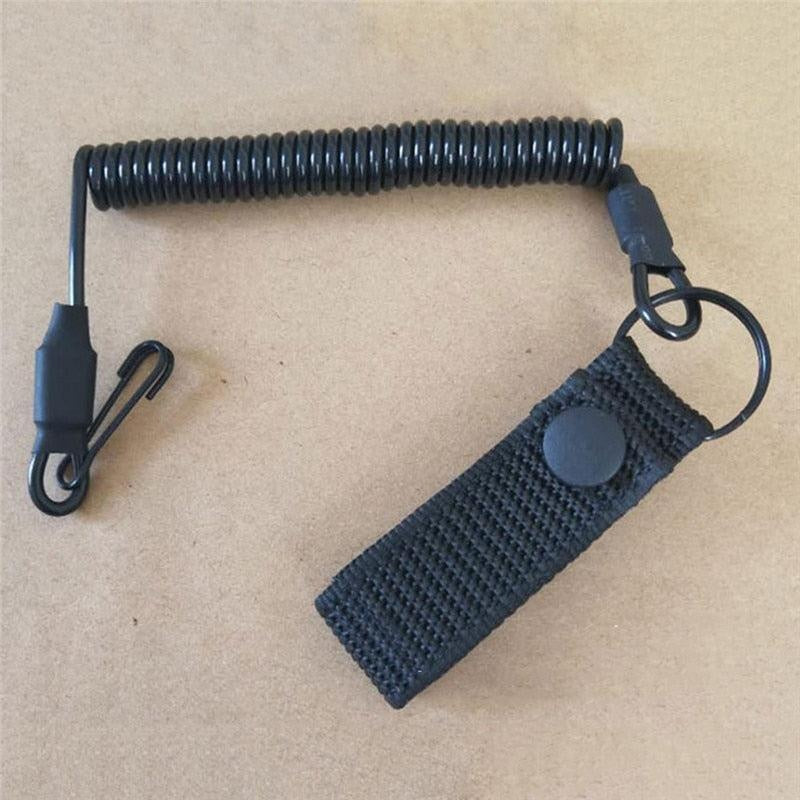 Tactical Anti-lost Elastic Lanyard Rope Military Spring Safety Strap Gun Rope For Key Ring Chain Flashlight Hunting Accessories - MomyMall