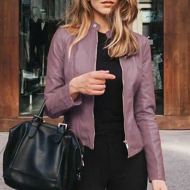 Zip Up Faux Leather Crop Jacket