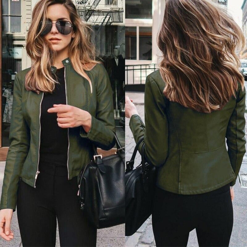 Zip Up Faux Leather Crop Jacket