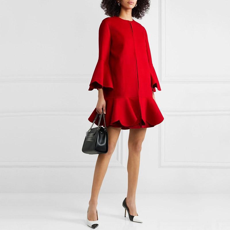 Ruffle Hem Short Coat With Bell Sleeves