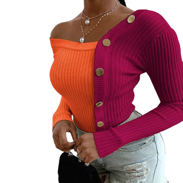 Casual Slim Femme Ladies Solid Sweater - MomyMall S / rose red