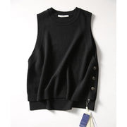 knitted vest solid o neck sleeveless - MomyMall One Size / black