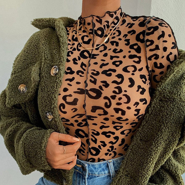 New Sexy Leopard Printed Skinny Bodysuit - MomyMall