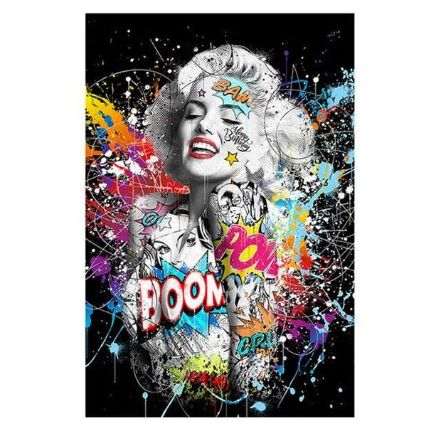 Marilyn Monroe Graffiti Canvas Print - MomyMall 100X140cm (Unframed) / As Picture