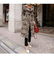 Leopard Print Trench Coat With Belt - MomyMall