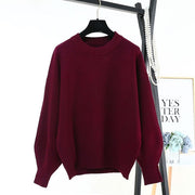 Pull Femme Knitted Cashmere Blend Sweater - MomyMall One Size / dark red