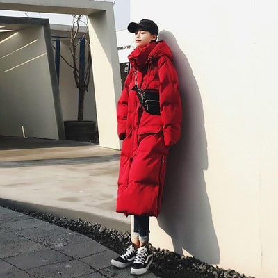 Oversized Winter Down Cotton Puffer Coat With Hood