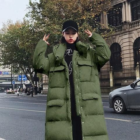 Oversized Winter Down Cotton Puffer Coat With Hood