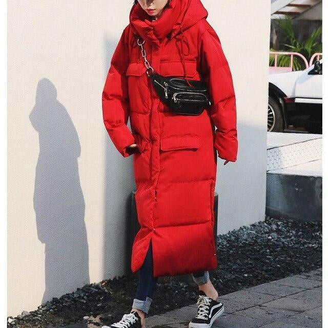 Oversized Winter Down Cotton Puffer Coat With Hood