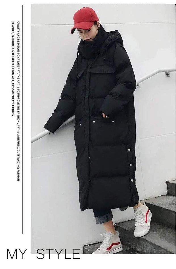 Oversized Winter Down Cotton Puffer Coat With Hood
