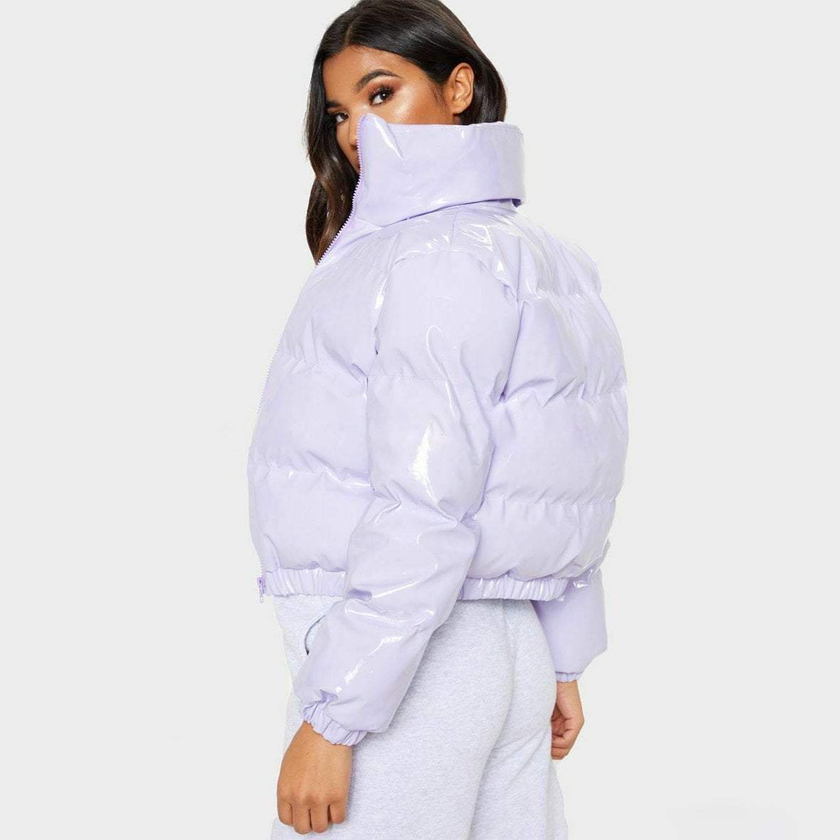 High Shine Puffer Jacket - Cropped Parka Bubble Coat