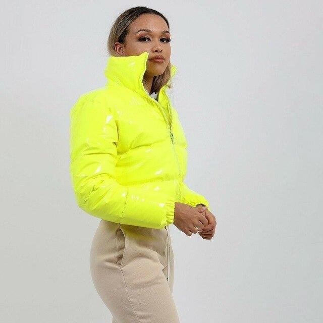 High Shine Puffer Jacket - Cropped Parka Bubble Coat