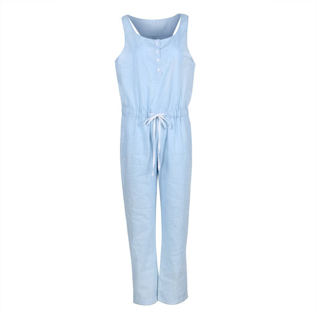 Casual Oversized Baggy Sleeveless Loose Romper - MomyMall sky blue / S