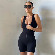 Streetwear Sleeveless Solid Knitted Fitness Sexy Jumpsuits - MomyMall Black / S
