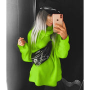 Pink Orange Neon Green Pullover Casual Knit Sweater - MomyMall L / Neon Green