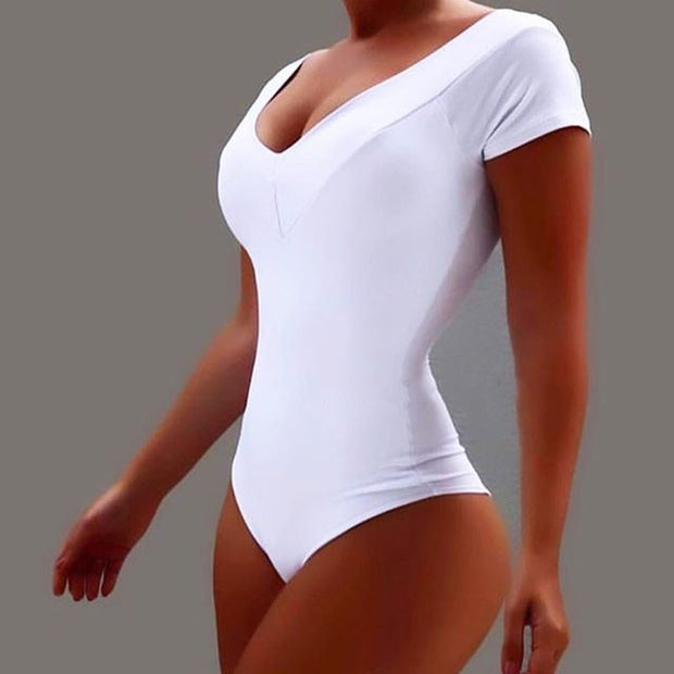 Women's Solid Color Sexy Lingerie Bodysuits - MomyMall M / white