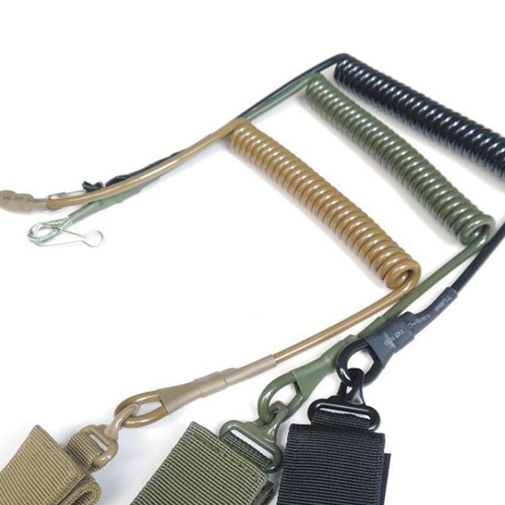 Tactical Anti-lost Elastic Lanyard Rope Military Spring Safety Strap Gun Rope For Key Ring Chain Flashlight Hunting Accessories - MomyMall