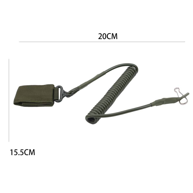 Tactical Anti-lost Elastic Lanyard Rope Military Spring Safety Strap Gun Rope For Key Ring Chain Flashlight Hunting Accessories - MomyMall