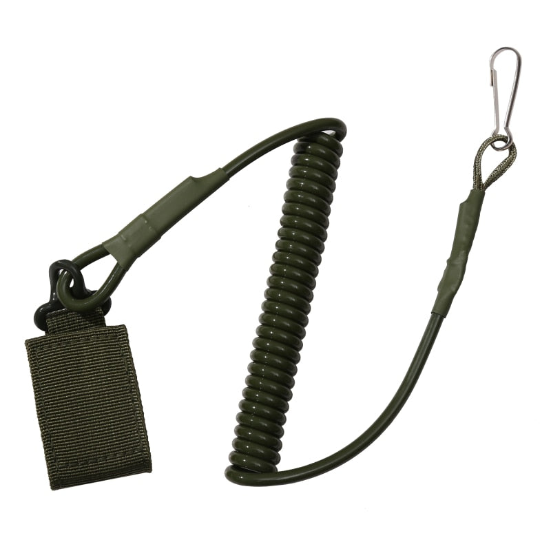 Tactical Anti-lost Elastic Lanyard Rope Military Spring Safety Strap Gun Rope For Key Ring Chain Flashlight Hunting Accessories - MomyMall