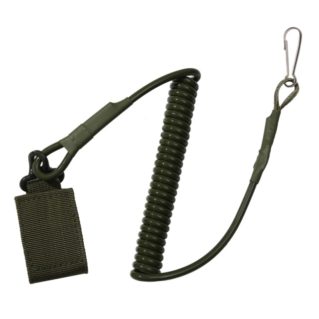 Tactical Anti-lost Elastic Lanyard Rope Military Spring Safety Strap Gun Rope For Key Ring Chain Flashlight Hunting Accessories - MomyMall B Green