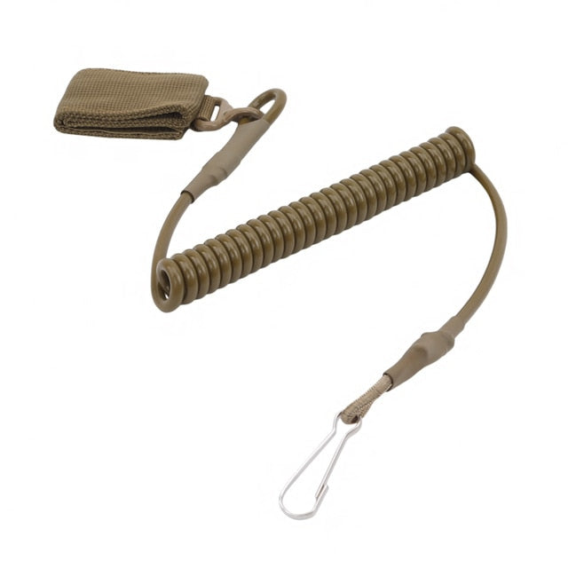 Tactical Anti-lost Elastic Lanyard Rope Military Spring Safety Strap Gun Rope For Key Ring Chain Flashlight Hunting Accessories - MomyMall B Khaki