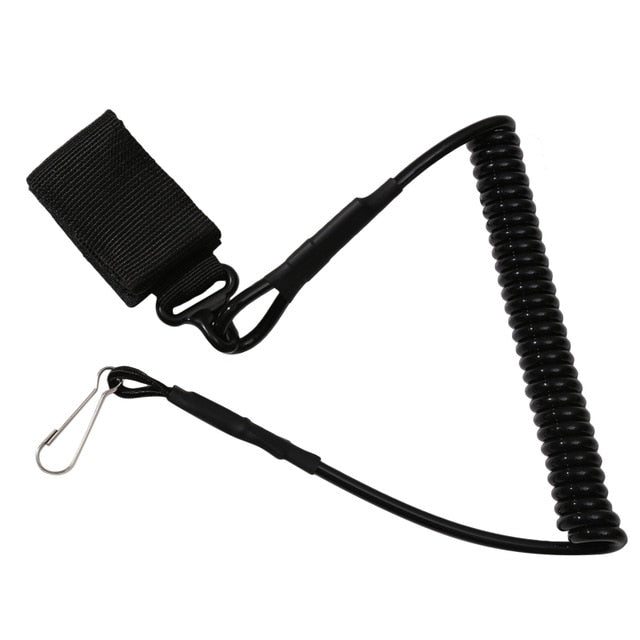 Tactical Anti-lost Elastic Lanyard Rope Military Spring Safety Strap Gun Rope For Key Ring Chain Flashlight Hunting Accessories - MomyMall B Black