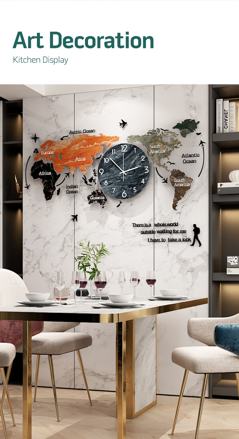 Creative Large World Wall Clock - MomyMall