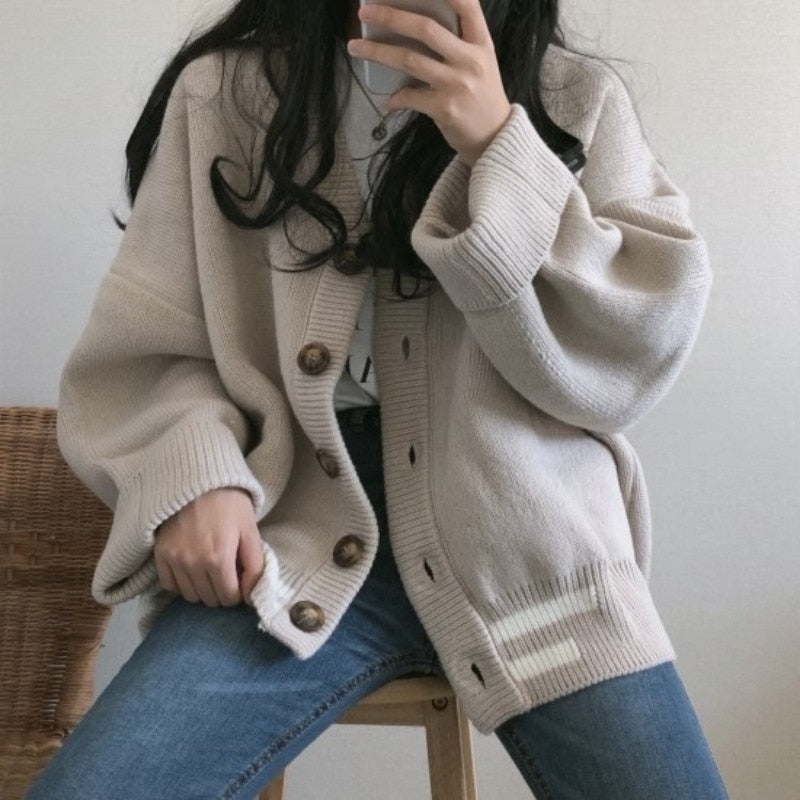 Solid Basic Elegant New Oversized Warm Sweater - MomyMall