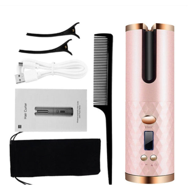 Cordless Automatic Hair Curler - MomyMall Farasha Beauty / Luxe Pink