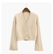 2021 Cardigan Long Flare Sleeve Short Sweater - MomyMall One Size / Khaki