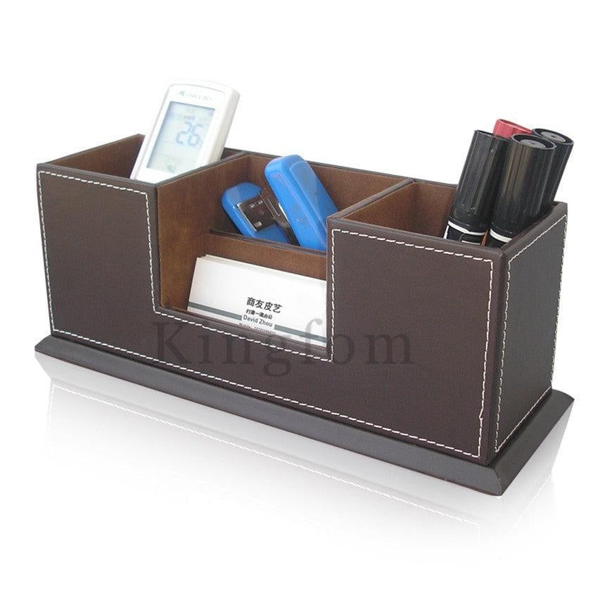 Leather Desktop Stationery Organizer - MomyMall A125 Brown