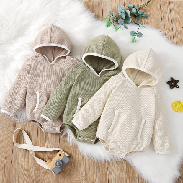 Solid Hooded Pocket Onesie - MomyMall