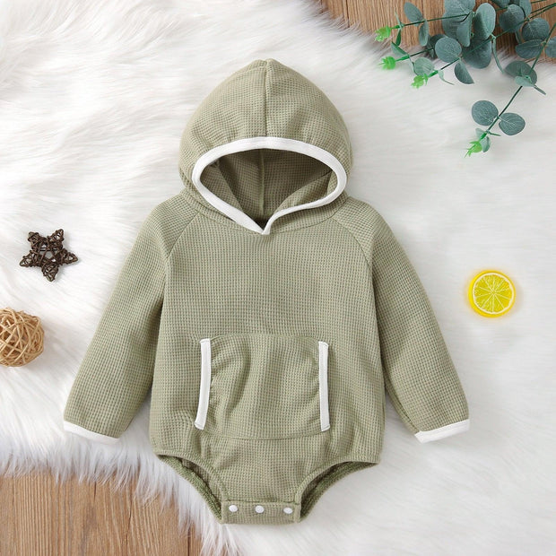 Solid Hooded Pocket Onesie - MomyMall Green / 3-6 Mo