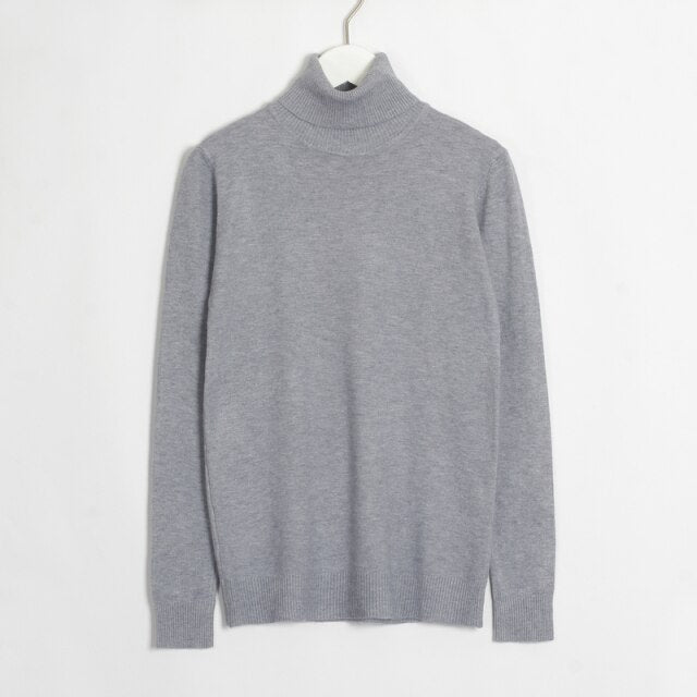 Turtleneck Long Sleeve Sweater - MomyMall M / Gray