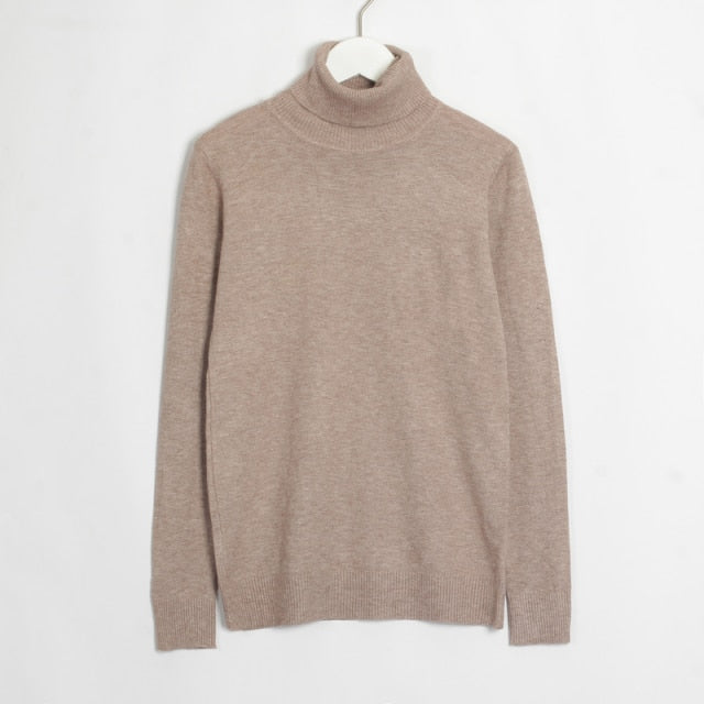 Turtleneck Long Sleeve Sweater - MomyMall M / Khaki